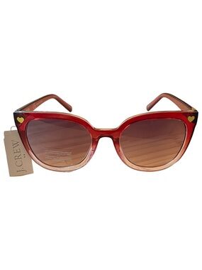 J. Crew Women's Red Gradient Cat-Eye Sunglasses w/ Heart Detail
